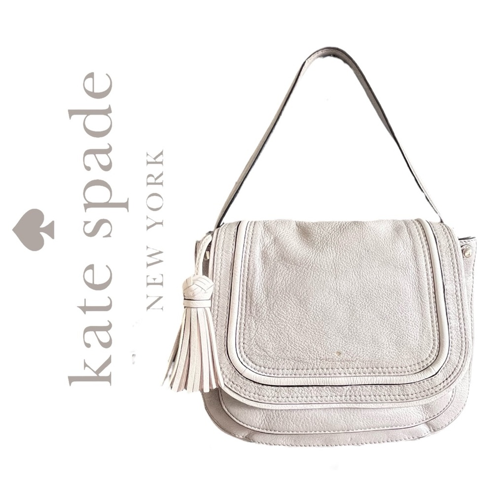 Kate Spade Gray Rianne Saddle Bag with leather tassel. Great conditions